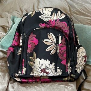 Billabong Black and Pink Floral Backpack
